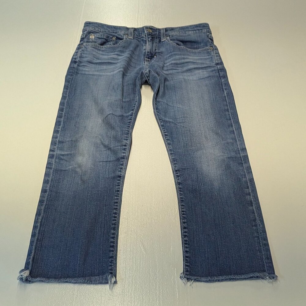 Adriano Goldschmied Size 26 Ex-Boyfriend Crop Jeans Medium Wash Frayed Hems